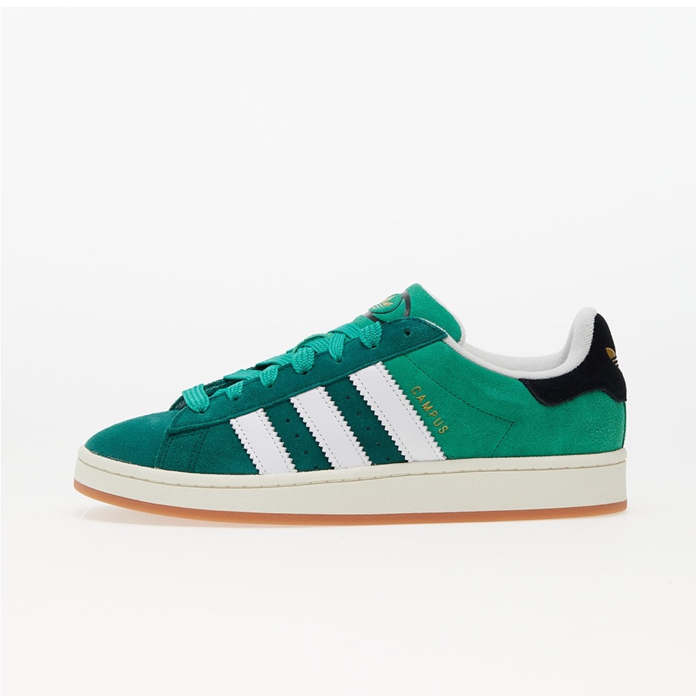 Adidas campus 00s collegiate green and white with black & gold detail